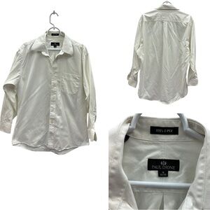 Cotton Paul Dione White Button Up Long Sleeve Pocket Dress Shirt Mens 16 32 33